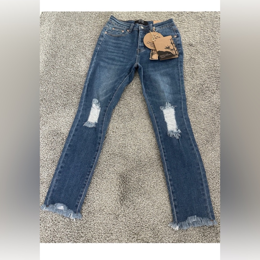NWT Monkey Ride Blue Distressed Skinny Jeans